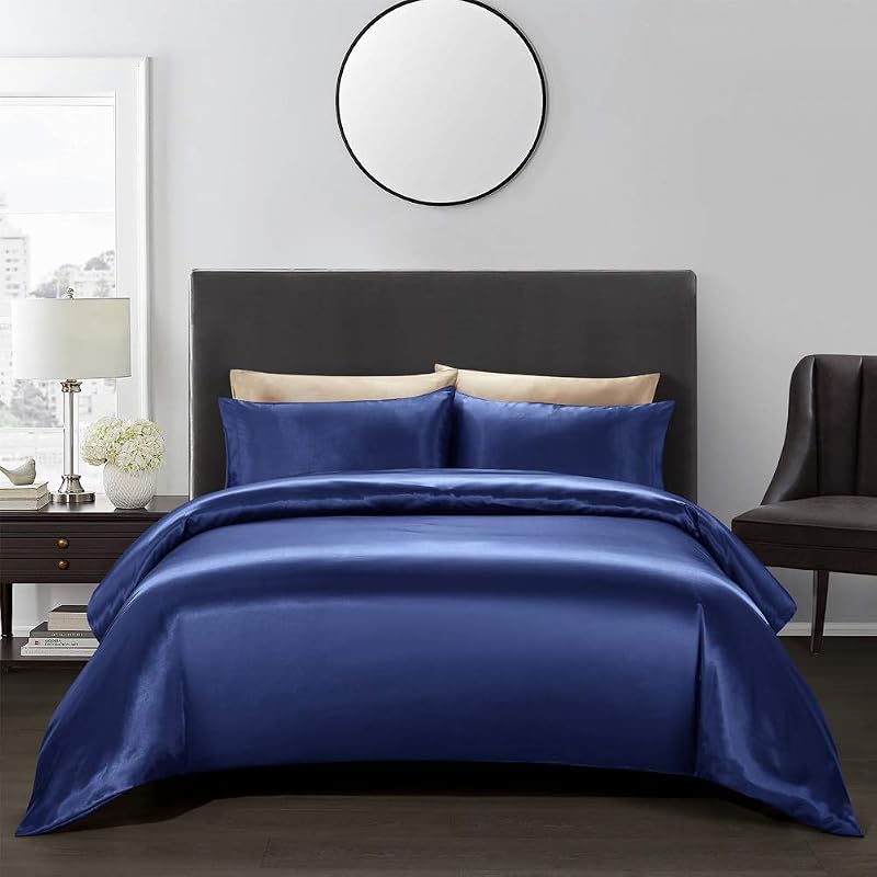 AiMay 3-Piece King Satin Duvet Cover Set