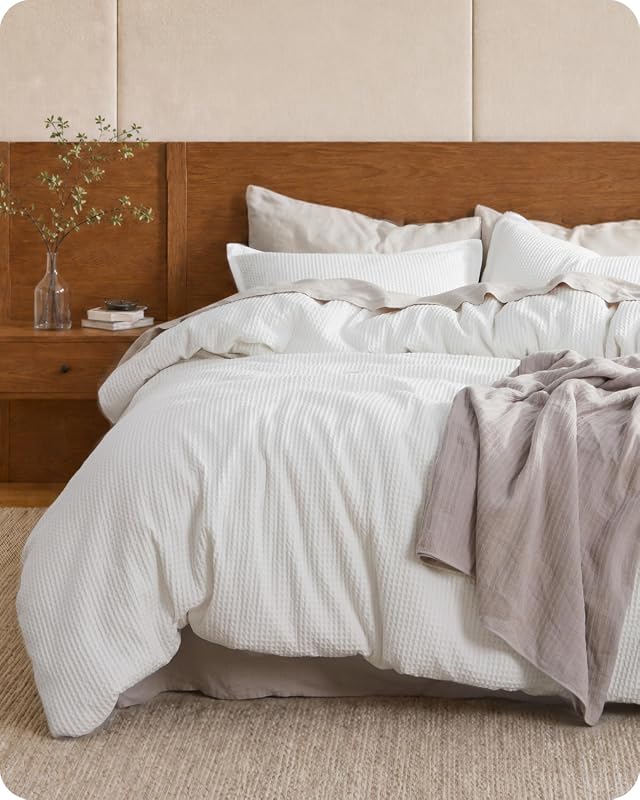 Bedsure Queen Cotton Waffle Weave Duvet Cover