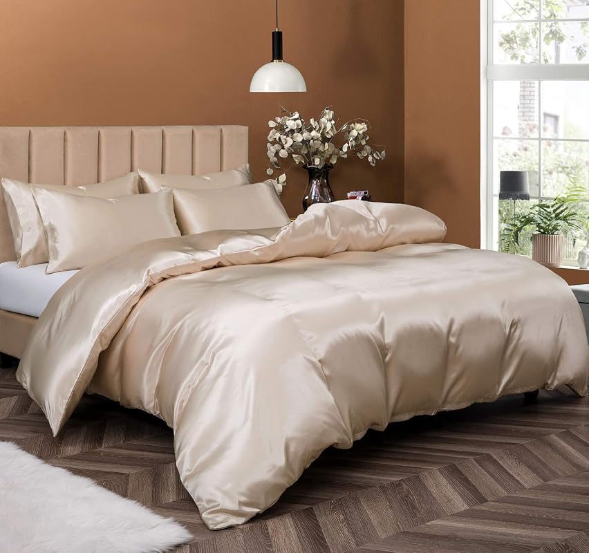 P Pothuiny 5-Piece Queen/Full Satin Duvet Cover Set