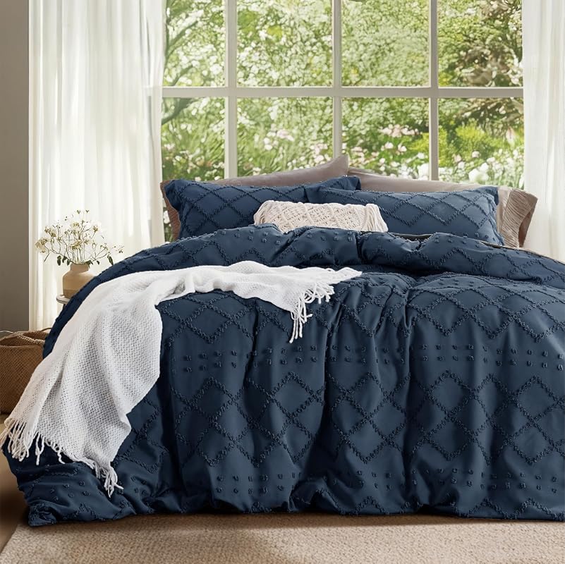 Bedsure Navy Boho Queen Duvet Cover Set