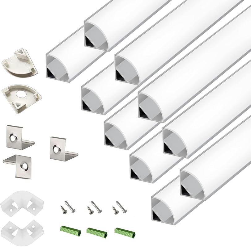 THMOOTHER 10-Pack 3.3FT V-Shape Aluminum LED Channel System with Milky