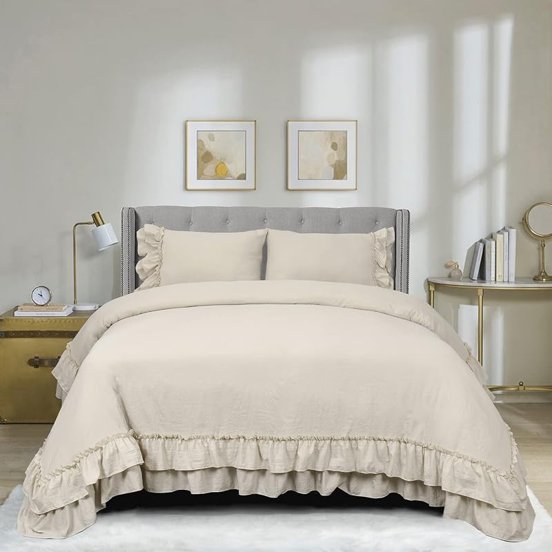 HIG Camel Ruffle Duvet Set