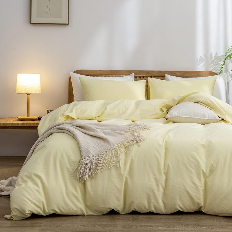 BESTOUCH Queen Washed Cotton Duvet Set