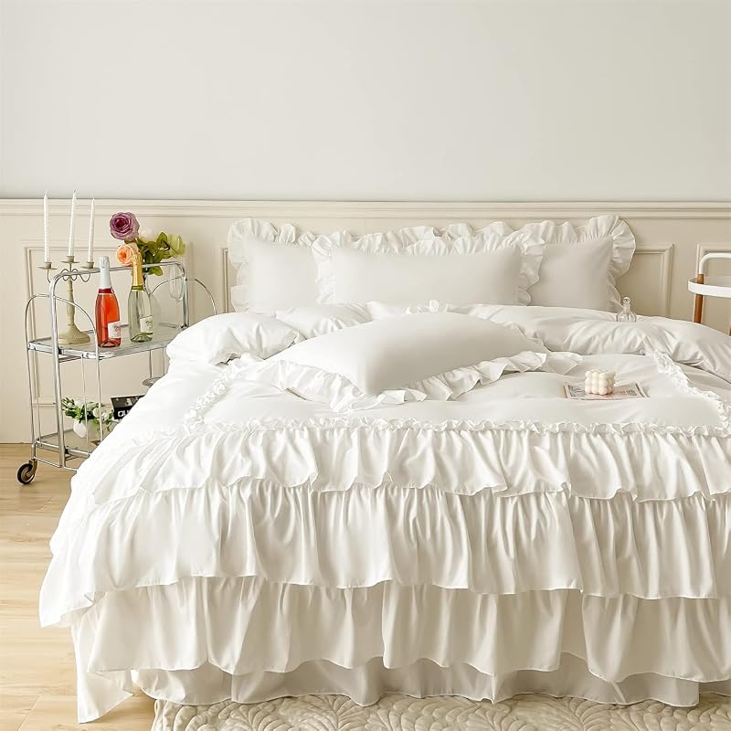 IHOUSTRIY Queen Ruffle Duvet Set