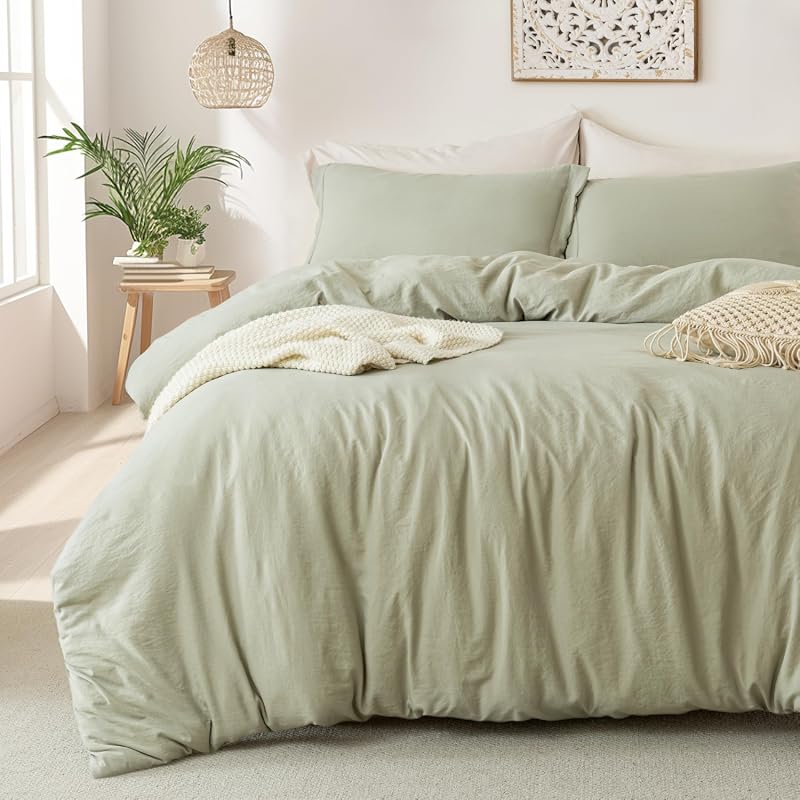 MILDLY Sage Microfiber Duvet Cover Set