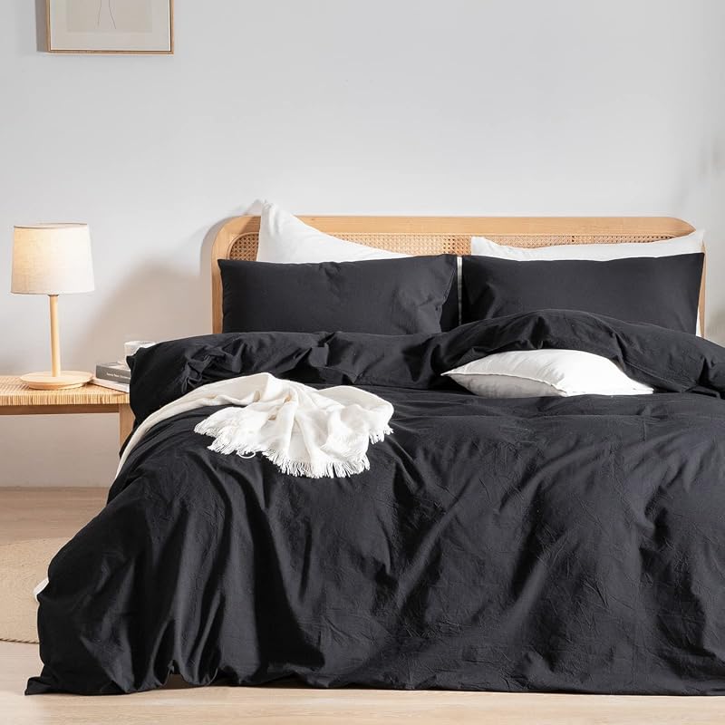 BESTOUCH Washed Cotton Duvet Cover Set