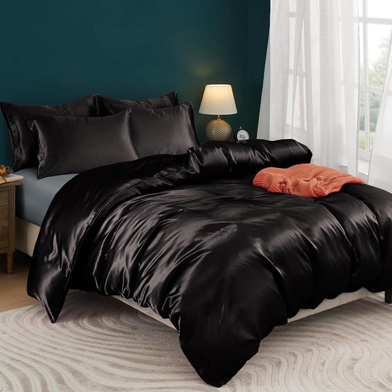 Horbaunal 5-Piece Queen/Full Satin Duvet Cover Set