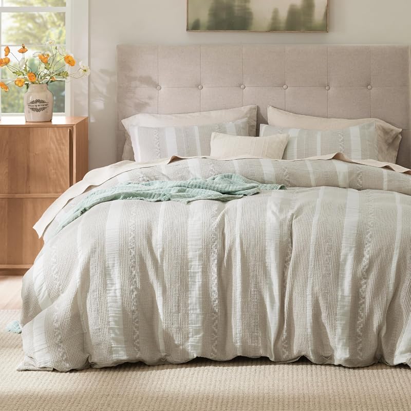 Bedsure PureWoven Waffle Boho Duvet Set
