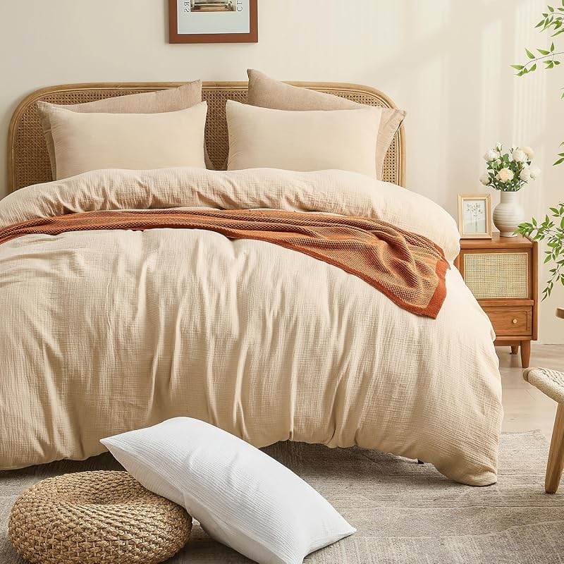 MEISHANG Organic Cotton Muslin Duvet Cover