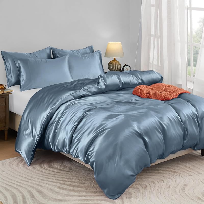 Horbaunal 5-Piece Queen/Full Satin Duvet Cover Set