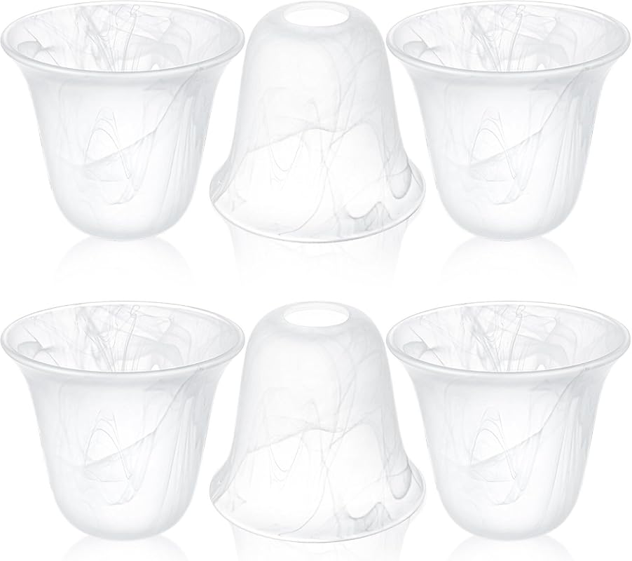 Teenyyou 6 Pcs White Alabaster Glass Lamp Shade Replacement for Ceilin