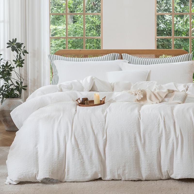 MILDLY White Boho Duvet Cover Set