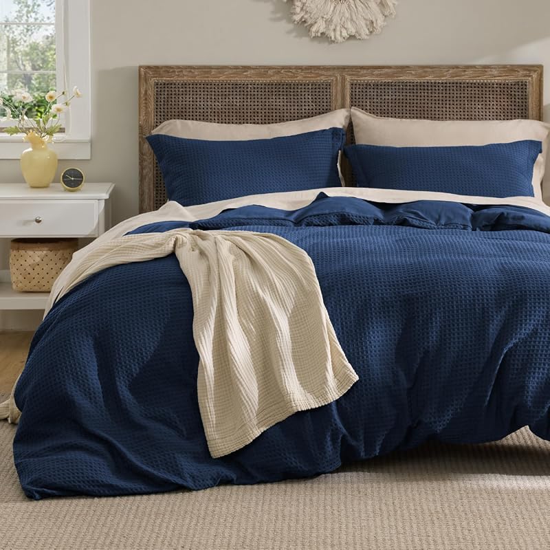Bedsure Textured 3-Piece Queen Duvet Cover Set, Soft Breathable Wrinkl