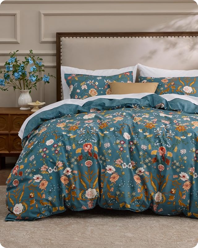 Bedsure PureWoven Cotton Floral Duvet Cover
