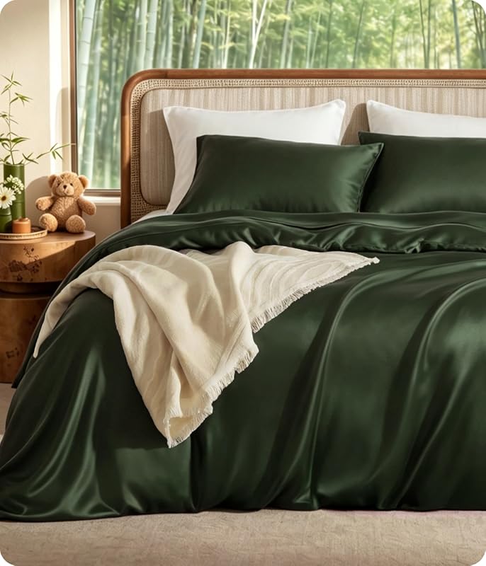 Bedsure PureWoven 100% Organic Bamboo Cooling Duvet Cover Set, Queen,
