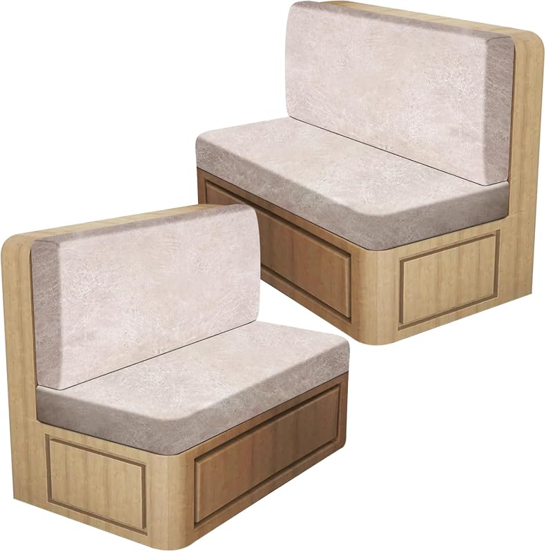 Leather Look Stretch RV Dinette Cushion Covers, 4-Piece Slipcover Set 