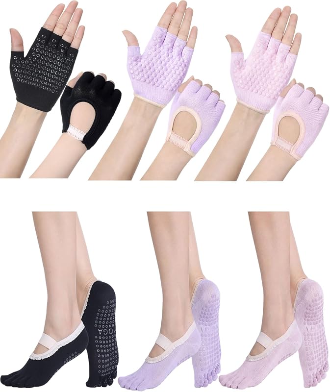 Fourluoo Yoga Gloves and Socks