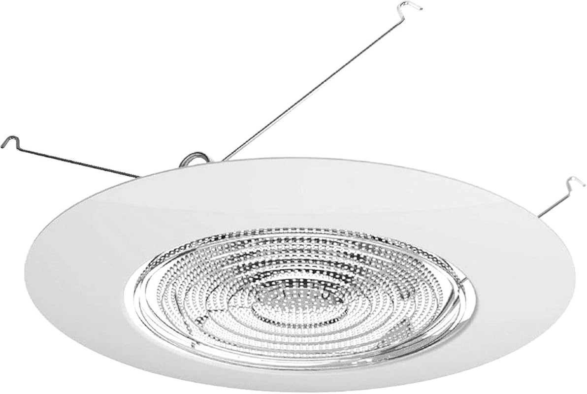 NICOR 6-Inch White Recessed Shower Trim with Glass Fresnel Lens for Bright and Even Bathroom Lighting