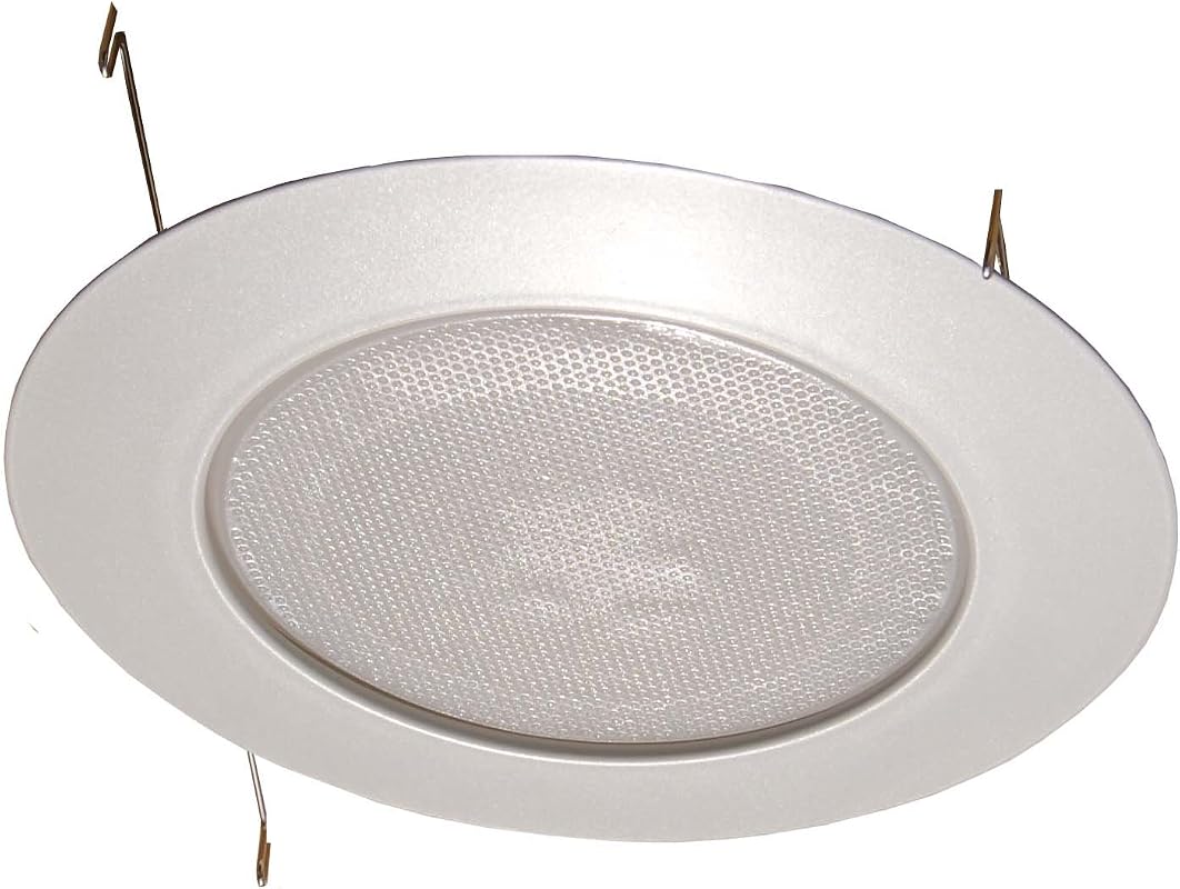 6-Inch White Albalite Lens Shower Trim for Standard Recessed Lighting Fixtures, Durable Wet Rated Construction