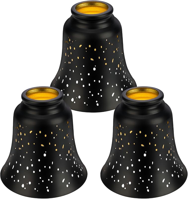 3-Pack Black Metal Bell Shaped Ceiling Fan Light Covers