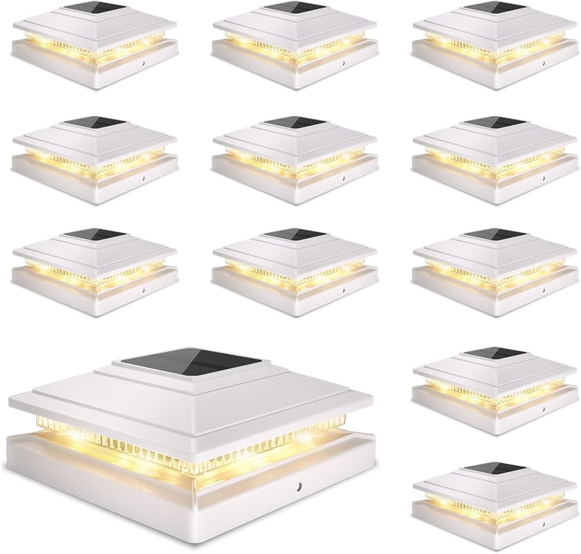 Outdoor Solar Post Cap Lights 12-Pack, Waterproof Dual-Mode LED Decor 