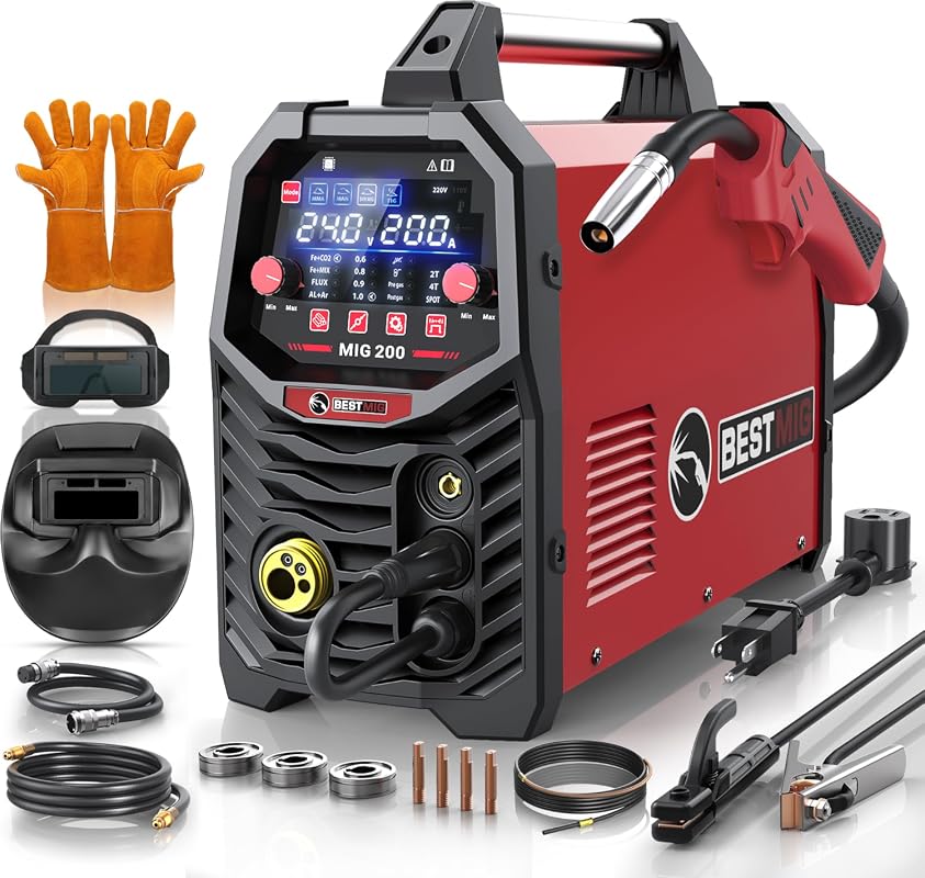 BESTMIG 200A 6-in-1 MIG Welder, Portable IGBT Inverter Welding Machine