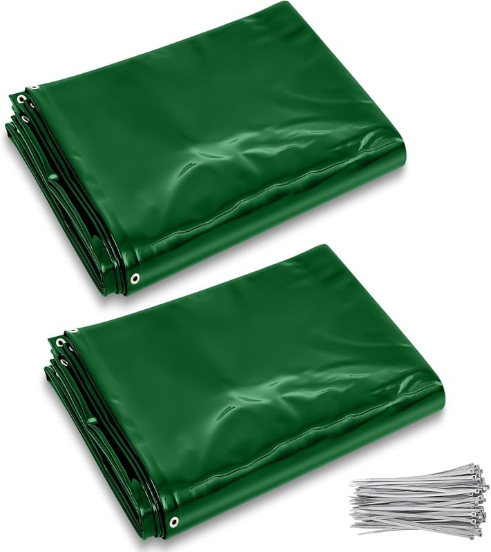 2 Pack 6x6ft Transparent Green Welding Curtains, Heavy Duty Fire Resis