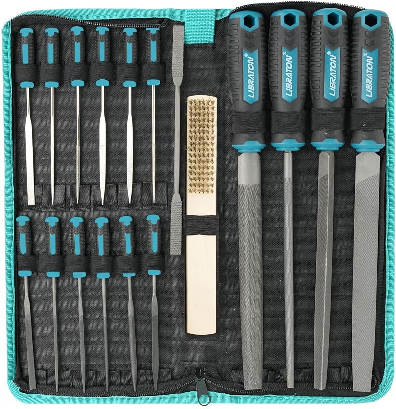 LIBRATON 31-Piece Professional Metal File Set Featuring Ergonomic Hand