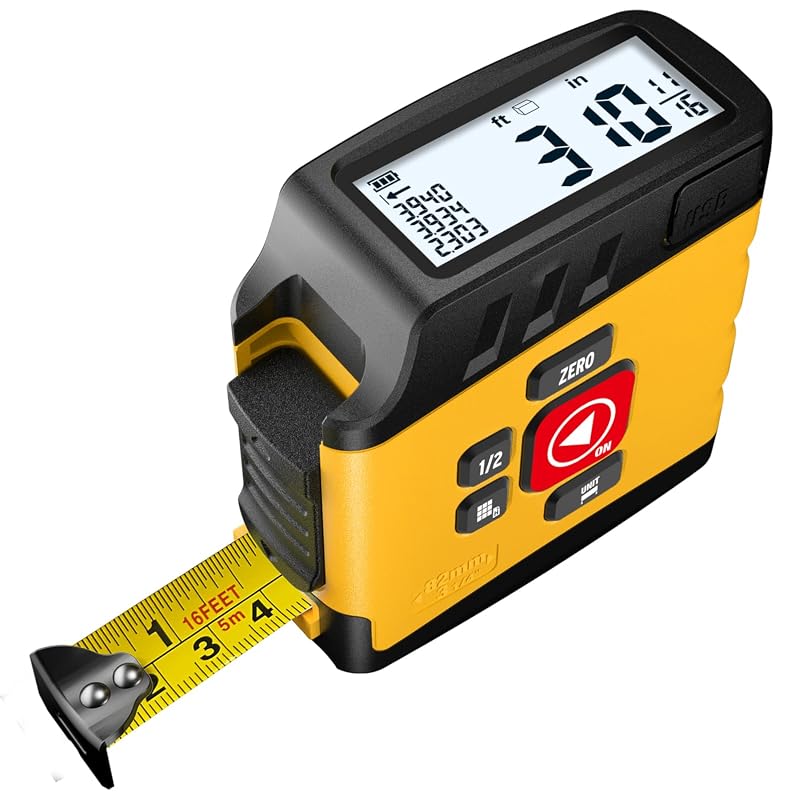 ACPOTEL 16ft Digital Tape Measure with Clear LCD Display and Six Metri