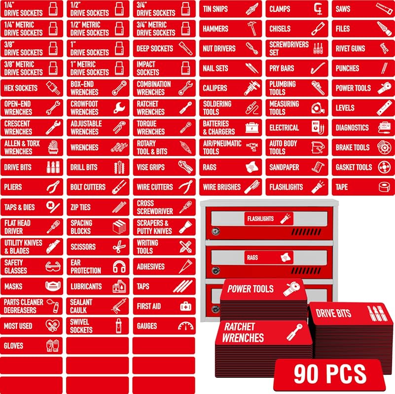 90 PCS Magnetic Toolbox Labels