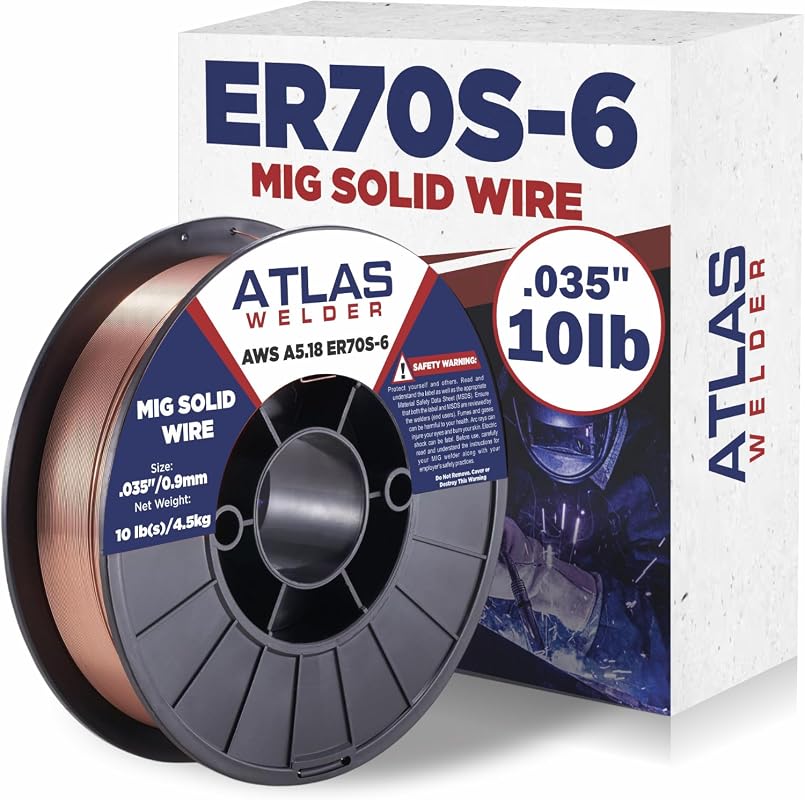 ATLASWELDER ER70S-6 Solid MIG Welding Wire 0.035-inch 10LB Spool with