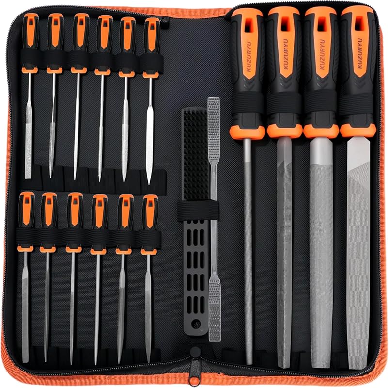 KUZURYU 31-Piece Professional Metal File Set with Needle Files, Steel 