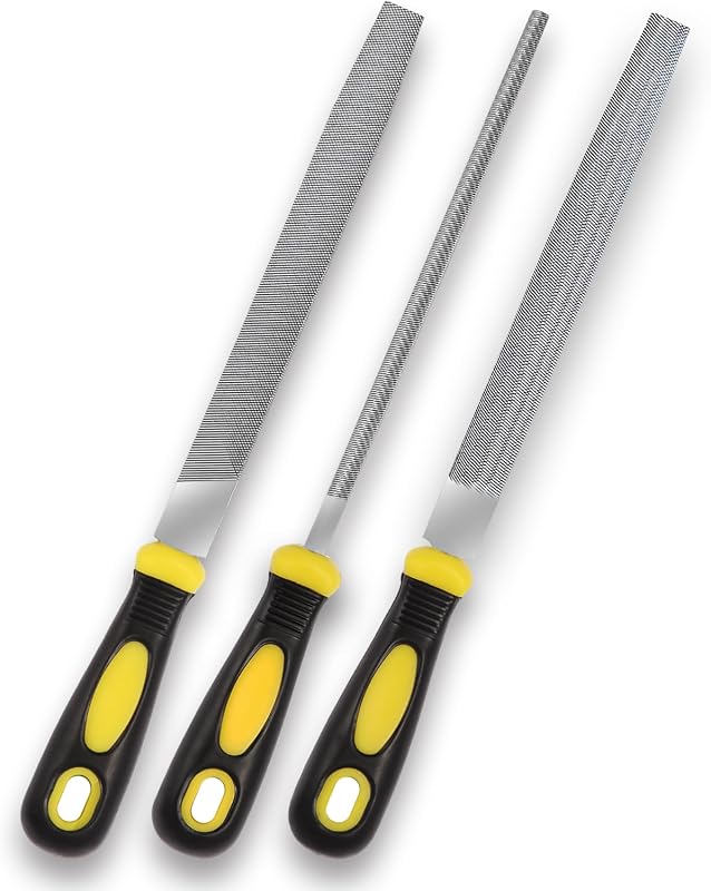 Professional 3-Piece 8-Inch Metal File Set Featuring Ergonomic Comfort