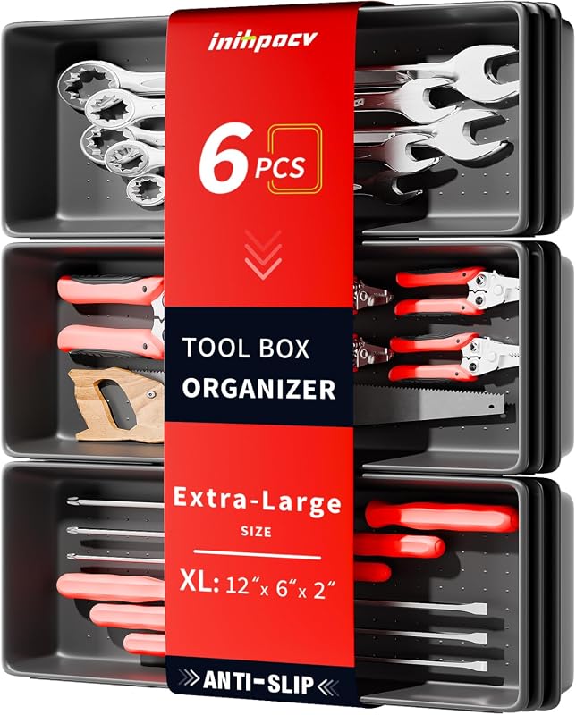 6-Piece Tool Box Organizer Trays