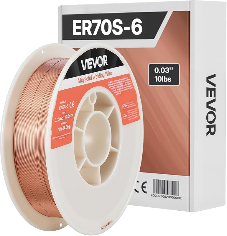 VEVOR ER70S-6 Solid MIG Welding Wire 0.03-inch 10LB Spool for Low Spat