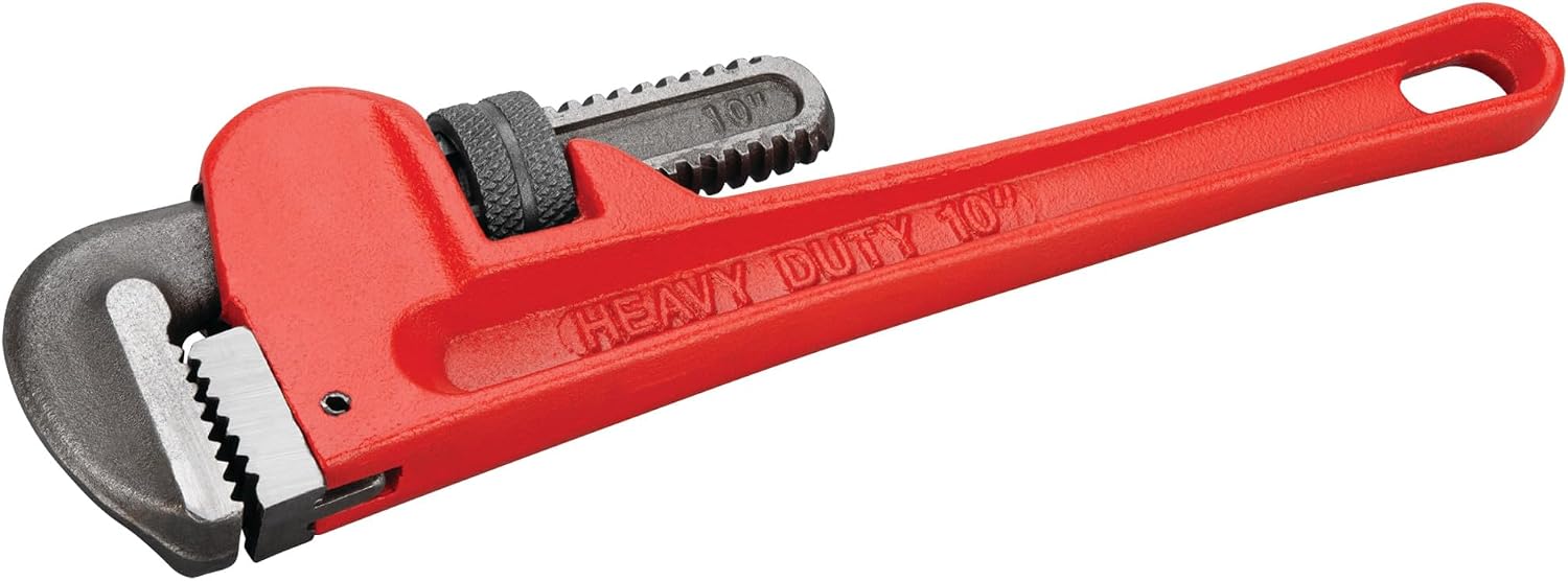 Performance Tool W1133-10B 10-Inch Red Pipe Wrench, Durable Hand Tool 