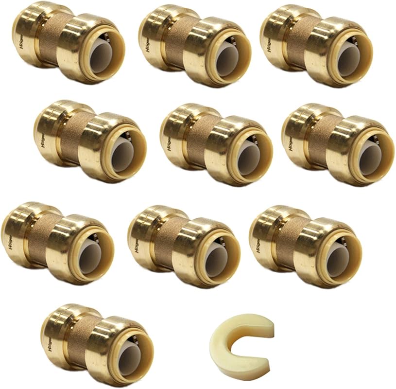 EFIELD 10 Piece 1/2 Inch Straight Coupling Push-Fit Plumbing Fitting f