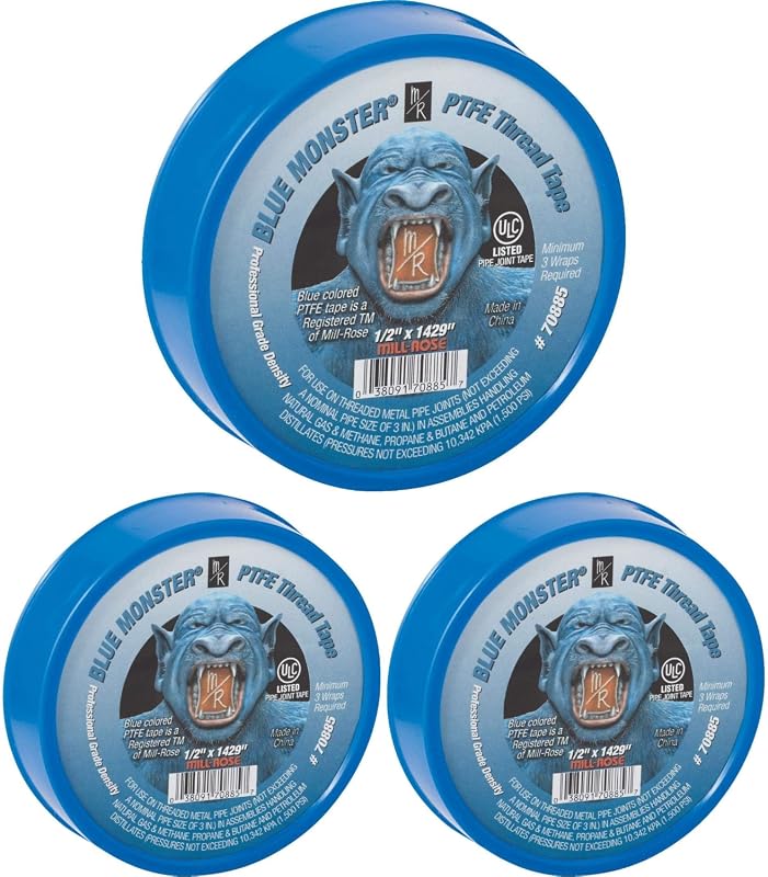 Millrose Blue Monster PTFE Heavy Duty Pipe Thread Sealant Tape, 1/2-In