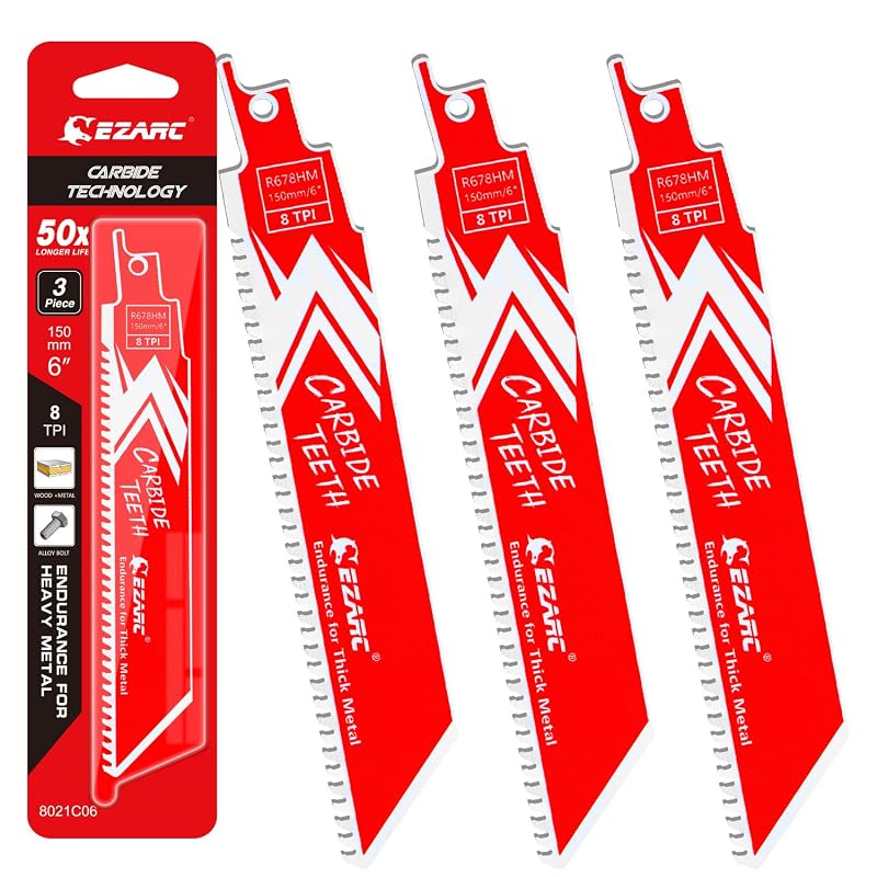 EZARC 6-Inch 8TPI Carbide Reciprocating Saw Blades