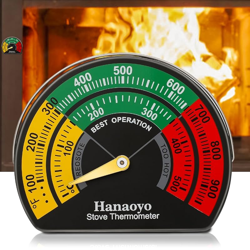 Hanaoyo Magnetic Wood Stove Thermometer with Large Easy-Read Dial