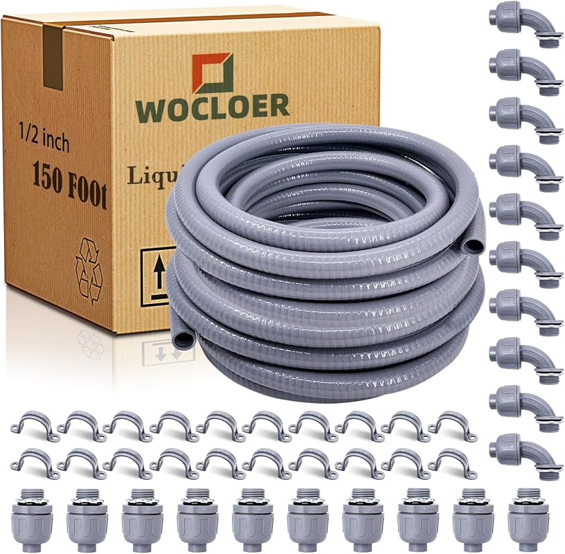 1/2 Inch 150 Foot Liquid-Tight Conduit and Connector Kit, Flexible Ele