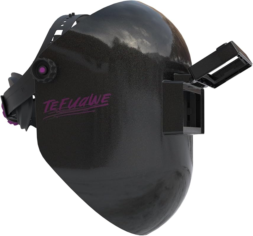Black Flip Up Chopped Fiberglass Sugar Scoop Welding Helmet with Mediu