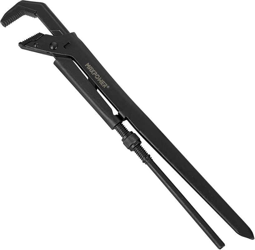 MAXPOWER 16.5-Inch Swedish Pipe Wrench Featuring 90-Degree Angled Jaws