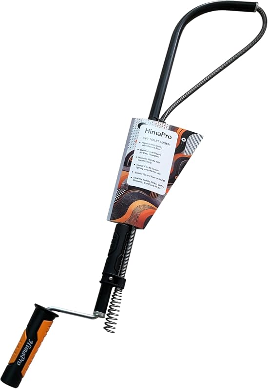 HimaPro Professional 3-Foot Closet Auger Pipe Snake for Clearing Tough