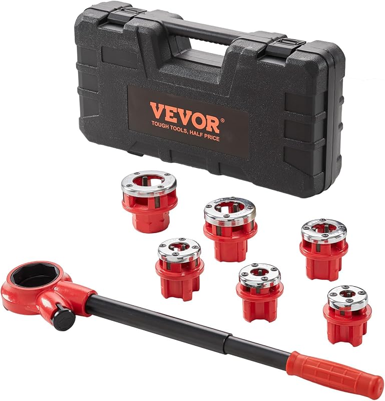 VEVOR Ratchet Pipe Threader Kit with 6 Dies, 1/4