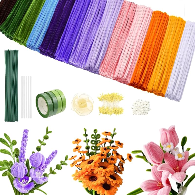beanicus 800 Pieces Pipe Cleaners Craft Kit in 13 Vibrant Colors for D