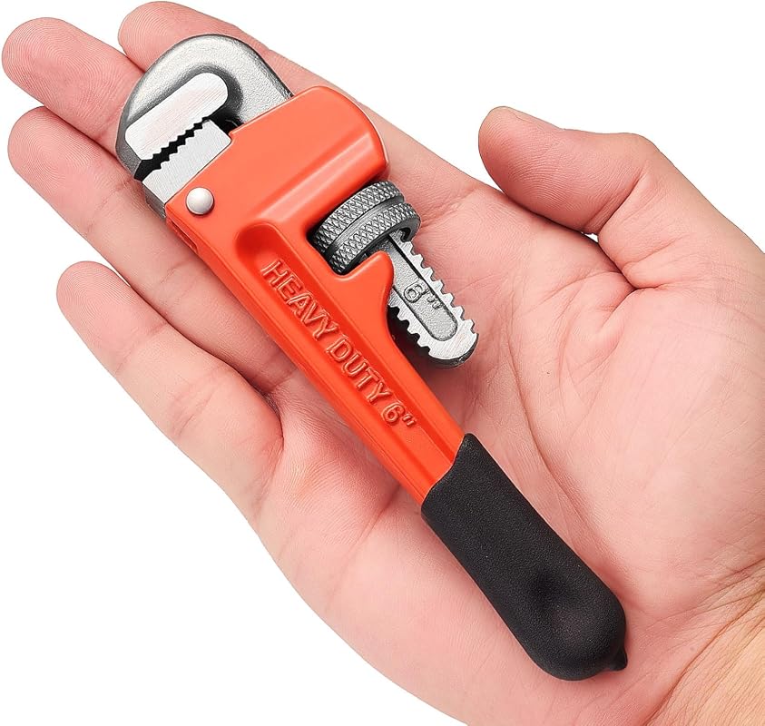 Heavy Duty 6-Inch Adjustable Mini Straight Pipe Wrench for Plumbing Re