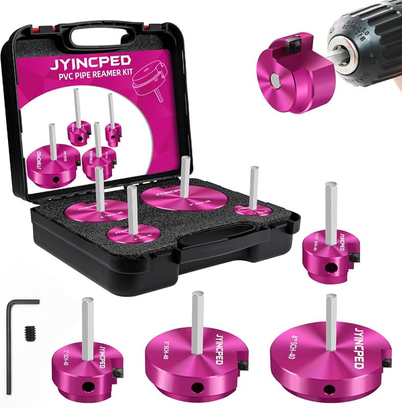 4-Piece PVC Reamer Kit Heavy-Duty Socket Saver Set for Plastic Pipe Fi