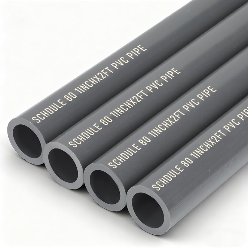 Pangda 1-Inch Schedule 80 PVC Pipe, 2-Foot Lengths, Set of 4 Heavy-Dut