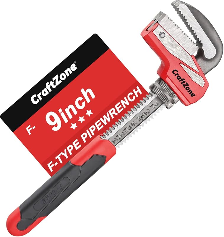 9-Inch Heavy-Duty Aluminum Pipe Wrench, Adjustable Plumbing Tool with